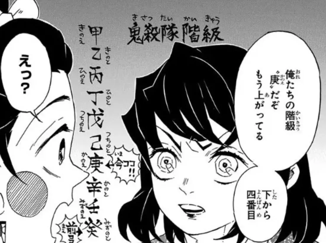 鬼殺隊の階級を説明する場面（鬼滅の刃）